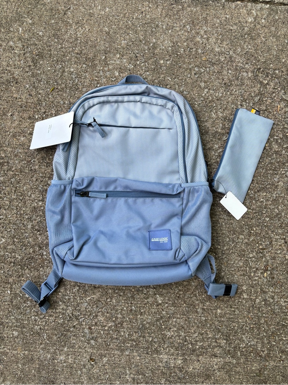 Case Logic Backpack w/ Matching Accessory Pouch Blue Laptop School Travel Bag